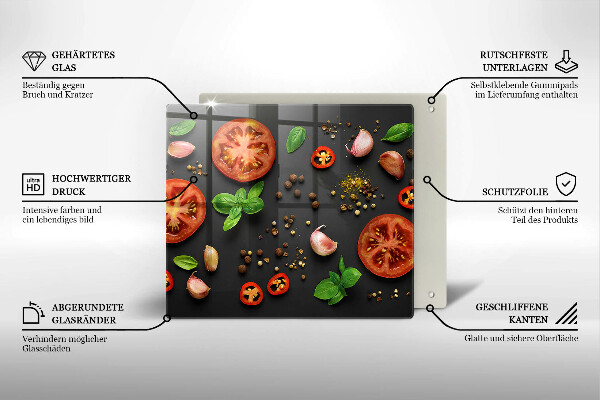 Steklena podloga za rezanje Paradižnik in začimbe