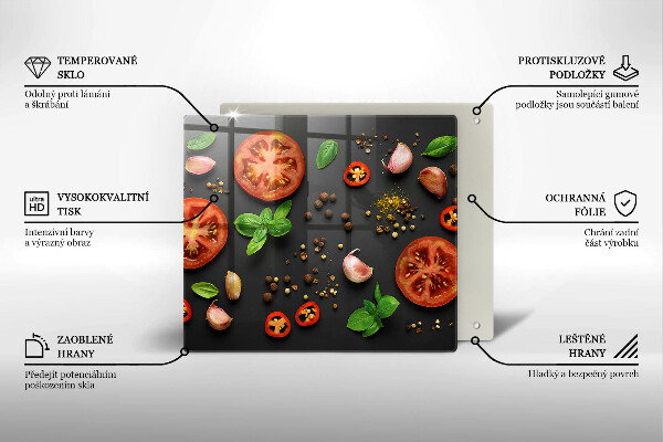 Steklena podloga za rezanje Paradižnik in začimbe