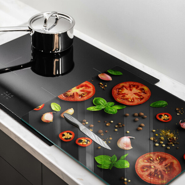 Steklena podloga za rezanje Paradižnik in začimbe