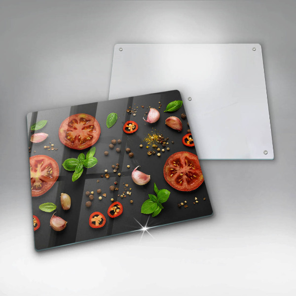 Steklena podloga za rezanje Paradižnik in začimbe