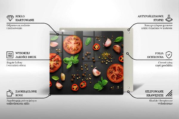 Steklena podloga za rezanje Paradižnik in začimbe