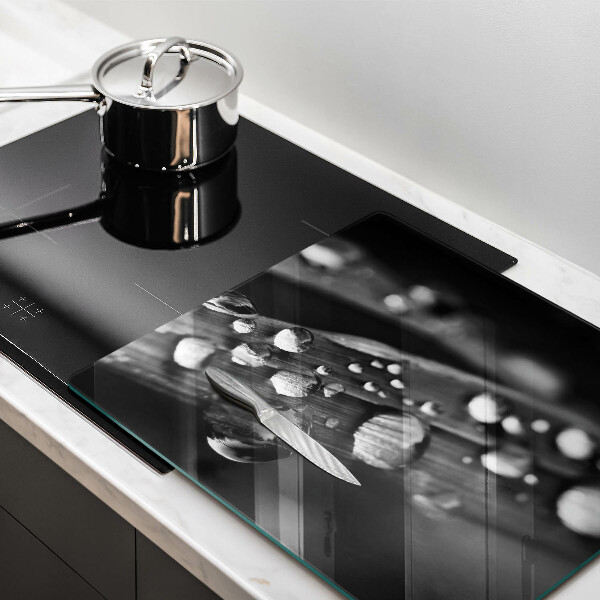 Steklena podloga za rezanje Kaplje rose na listih