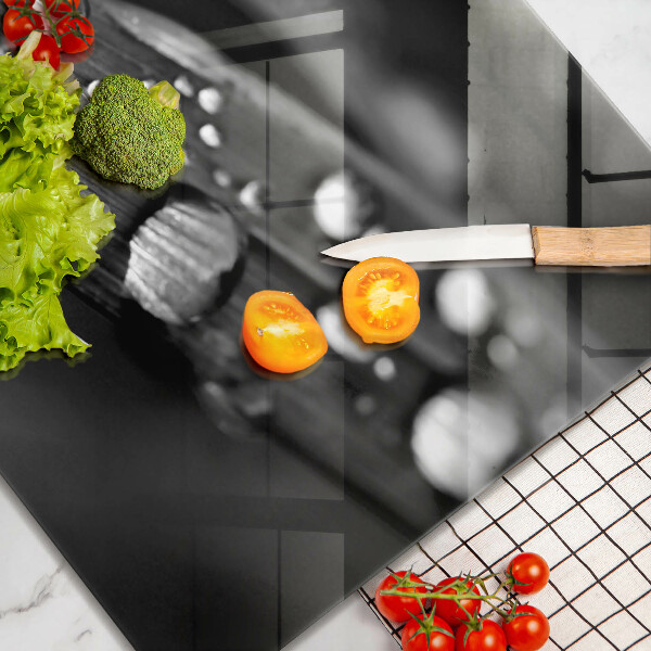 Steklena podloga za rezanje Kaplje rose na listih