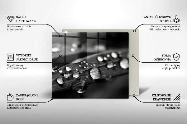 Steklena podloga za rezanje Kaplje rose na listih