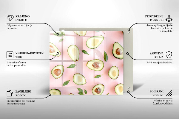 Steklena podloga za rezanje Vzorec avokada