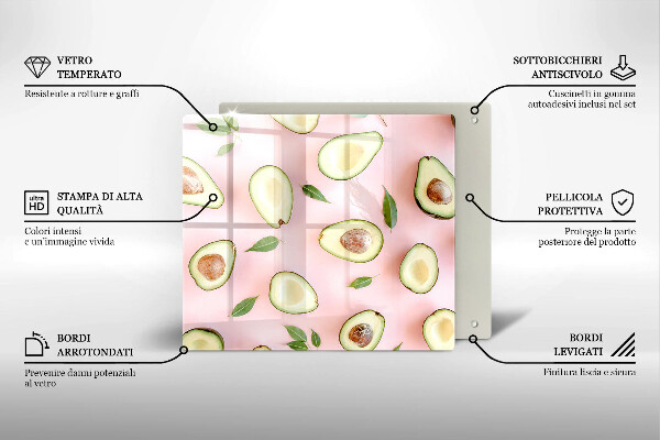 Steklena podloga za rezanje Vzorec avokada