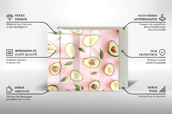 Steklena podloga za rezanje Vzorec avokada