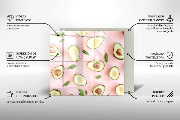 Steklena podloga za rezanje Vzorec avokada