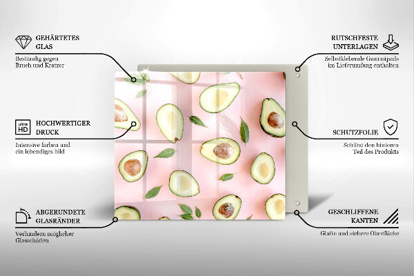 Steklena podloga za rezanje Vzorec avokada