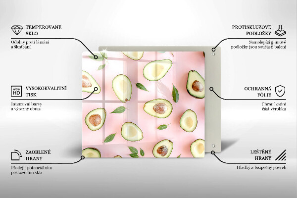Steklena podloga za rezanje Vzorec avokada