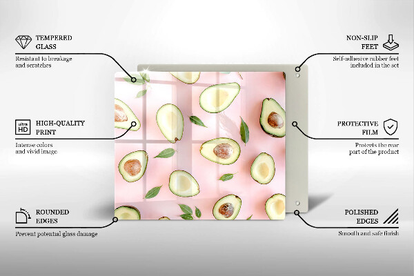 Steklena podloga za rezanje Vzorec avokada