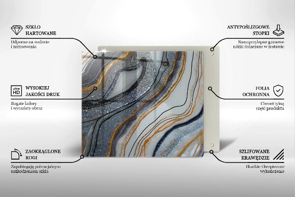 Steklena podloga za rezanje kamen z zlatom