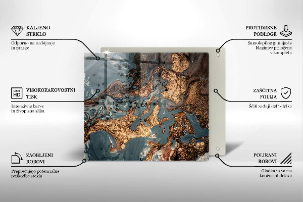 Steklena podloga za rezanje Struktura zlate kamnine