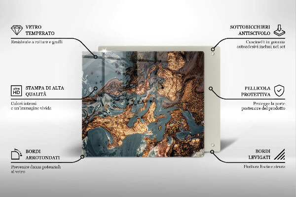 Steklena podloga za rezanje Struktura zlate kamnine