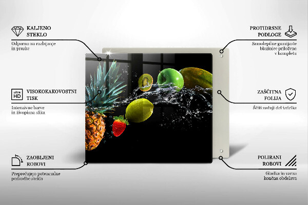 Steklena podloga za rezanje Sadje v vodi
