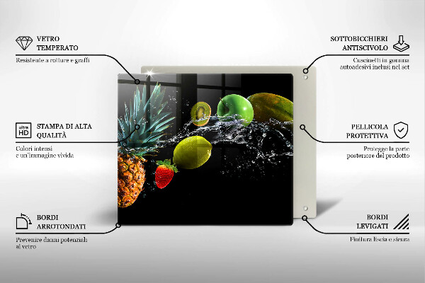 Steklena podloga za rezanje Sadje v vodi