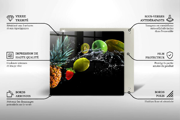 Steklena podloga za rezanje Sadje v vodi