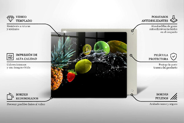 Steklena podloga za rezanje Sadje v vodi
