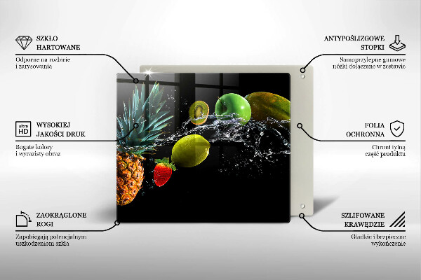 Steklena podloga za rezanje Sadje v vodi