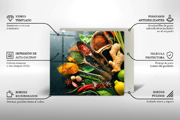 Steklena podloga za rezanje Kuhinjske začimbne žlice