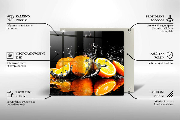 Steklena podloga za rezanje Sočno oranžno sadje