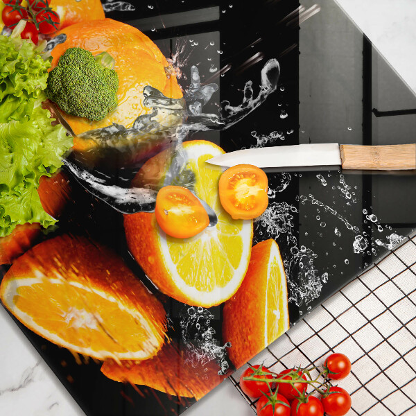 Steklena podloga za rezanje Sočno oranžno sadje