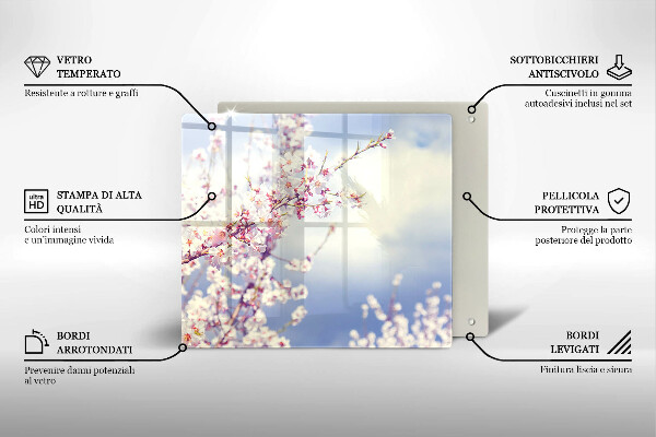 Steklena podloga za rezanje Cvetoče drevo