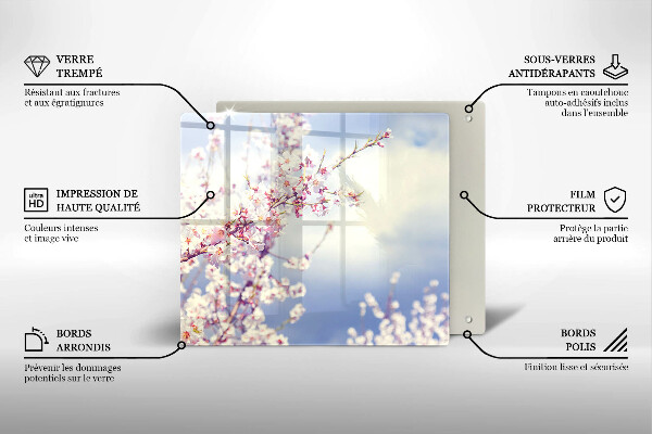 Steklena podloga za rezanje Cvetoče drevo