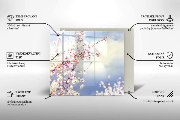 Steklena podloga za rezanje Cvetoče drevo