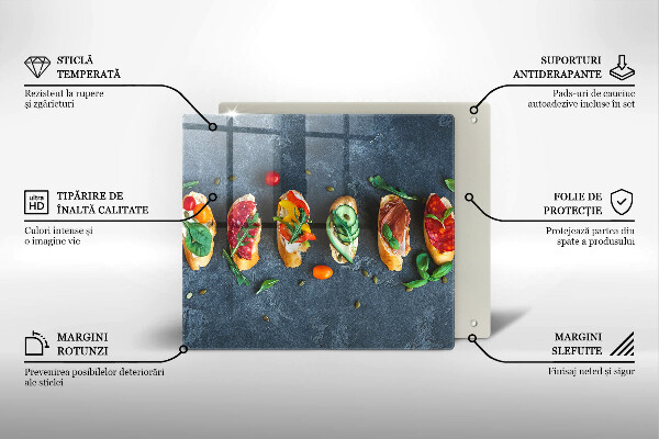 Steklena podloga za rezanje Pisani sendviči