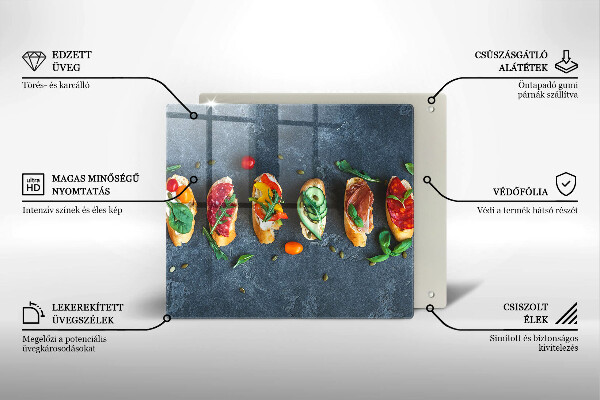 Steklena podloga za rezanje Pisani sendviči