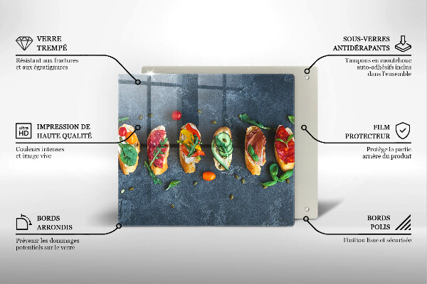 Steklena podloga za rezanje Pisani sendviči