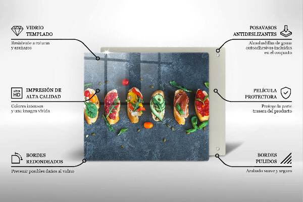 Steklena podloga za rezanje Pisani sendviči