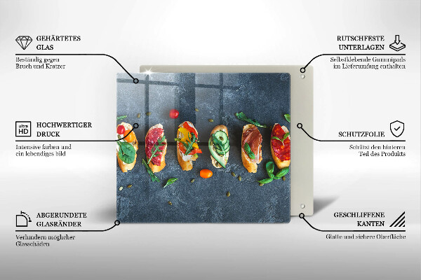 Steklena podloga za rezanje Pisani sendviči