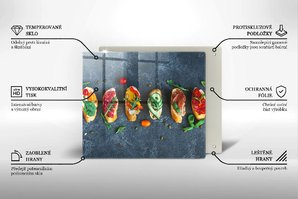 Steklena podloga za rezanje Pisani sendviči