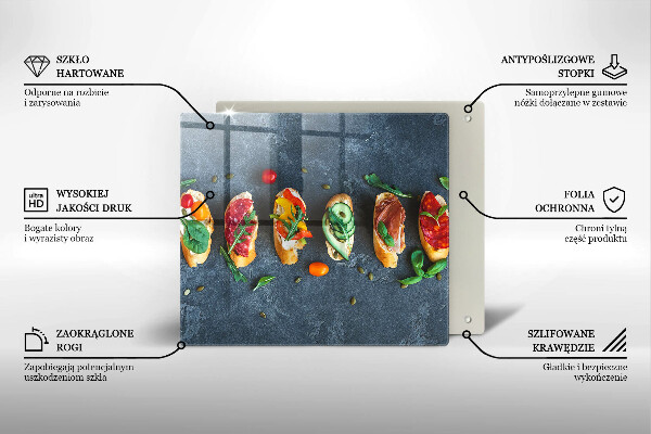 Steklena podloga za rezanje Pisani sendviči