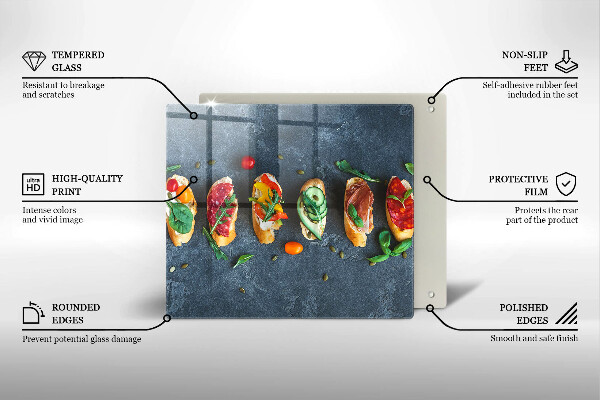Steklena podloga za rezanje Pisani sendviči