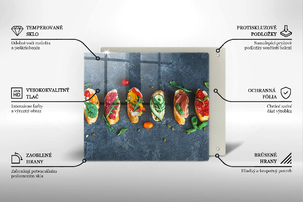Steklena podloga za rezanje Pisani sendviči