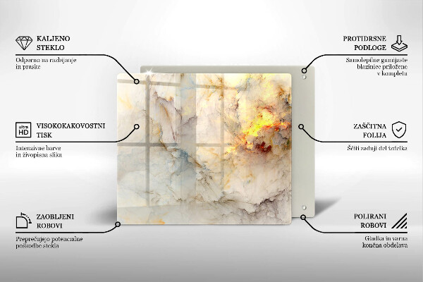 Steklena podloga za rezanje Tekstura marmorja z zlatom