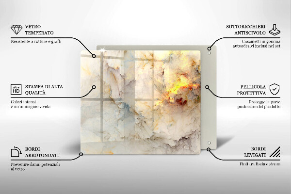 Steklena podloga za rezanje Tekstura marmorja z zlatom