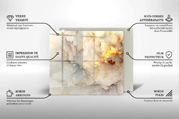 Steklena podloga za rezanje Tekstura marmorja z zlatom