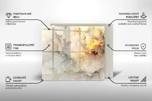 Steklena podloga za rezanje Tekstura marmorja z zlatom