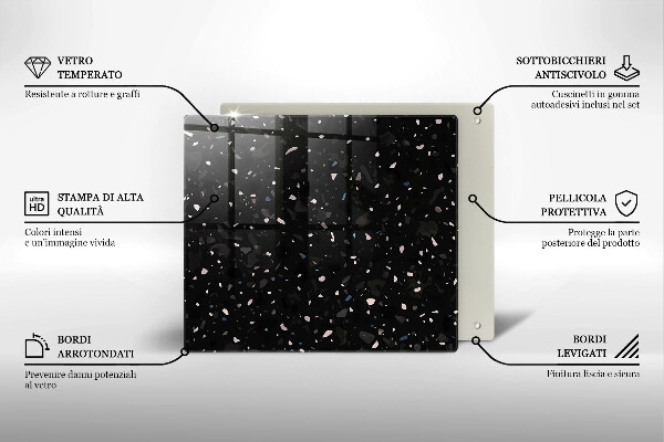 Steklena podloga za rezanje Temna kamenina