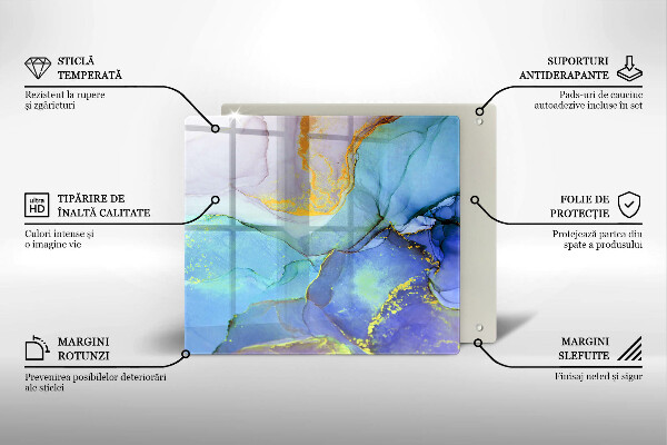 Steklena podloga za rezanje Razpokan zlati kamen