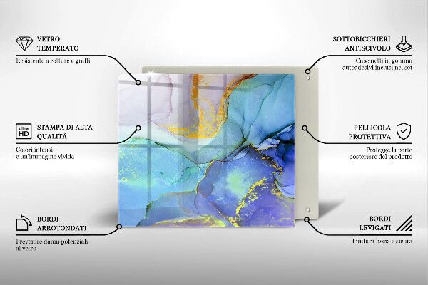 Steklena podloga za rezanje Razpokan zlati kamen