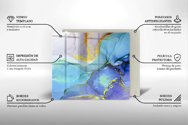 Steklena podloga za rezanje Razpokan zlati kamen