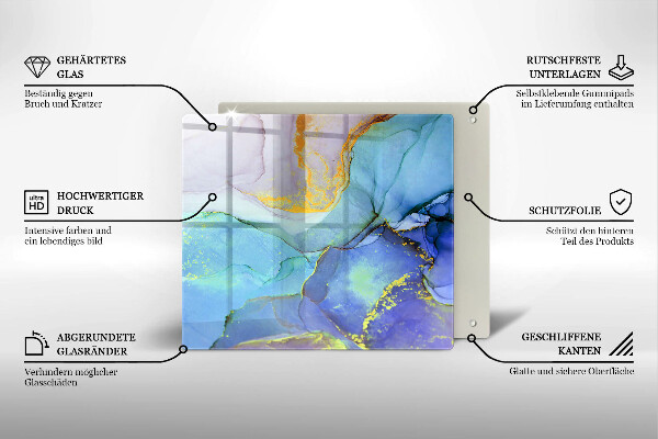 Steklena podloga za rezanje Razpokan zlati kamen