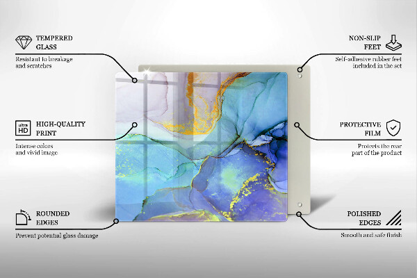 Steklena podloga za rezanje Razpokan zlati kamen
