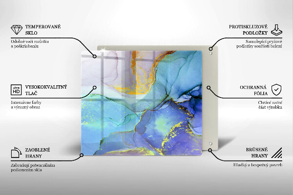 Steklena podloga za rezanje Razpokan zlati kamen