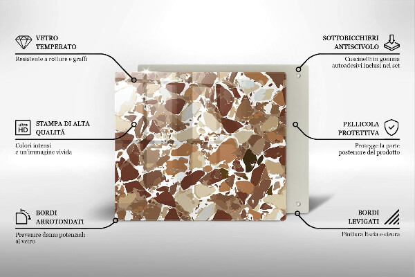 Steklena podloga za rezanje Kamnite dekorativne madeže